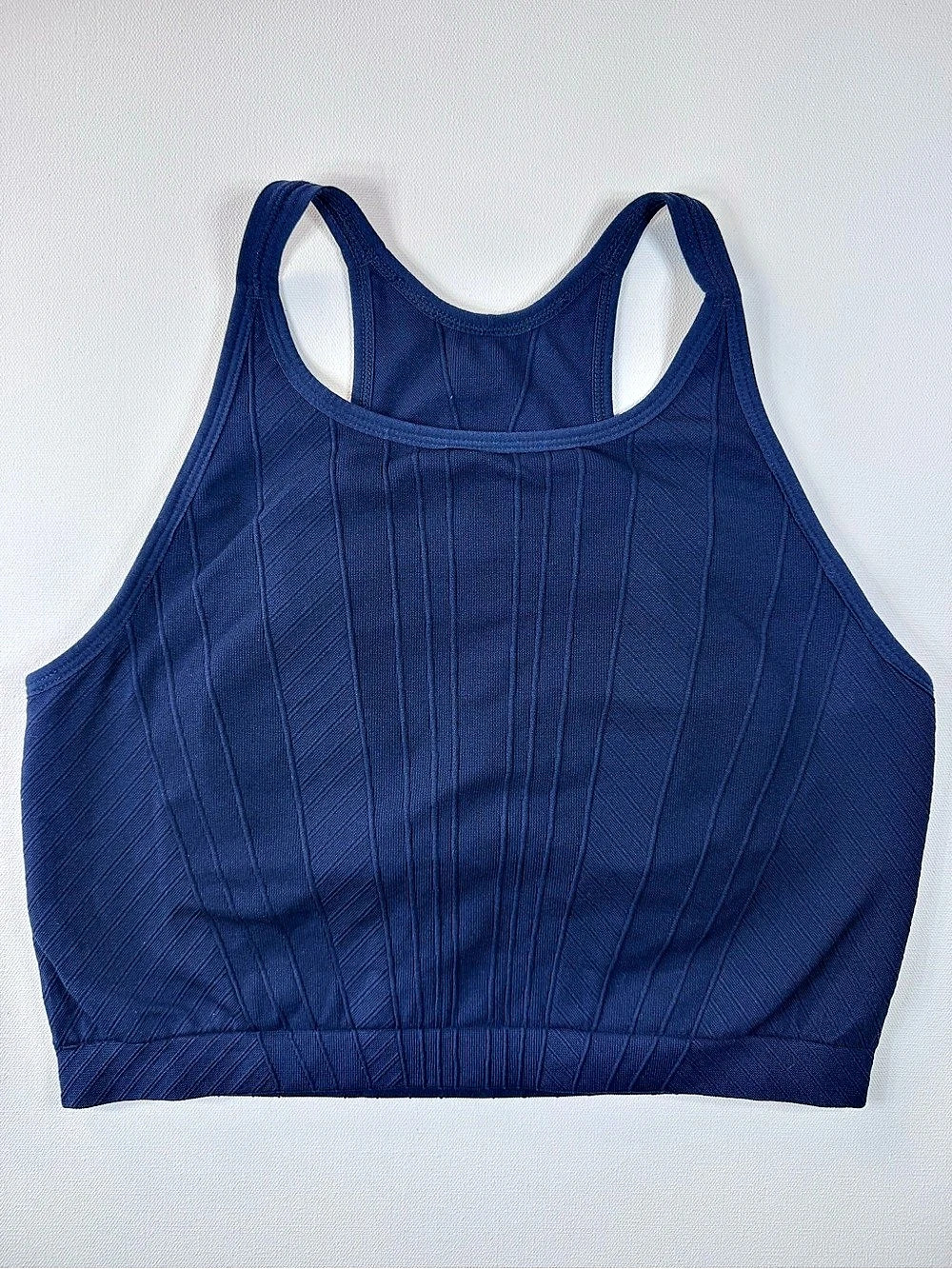 Zella Women’s Seamless Longline Blue Sports Bra Removable Cups High Neck Large
